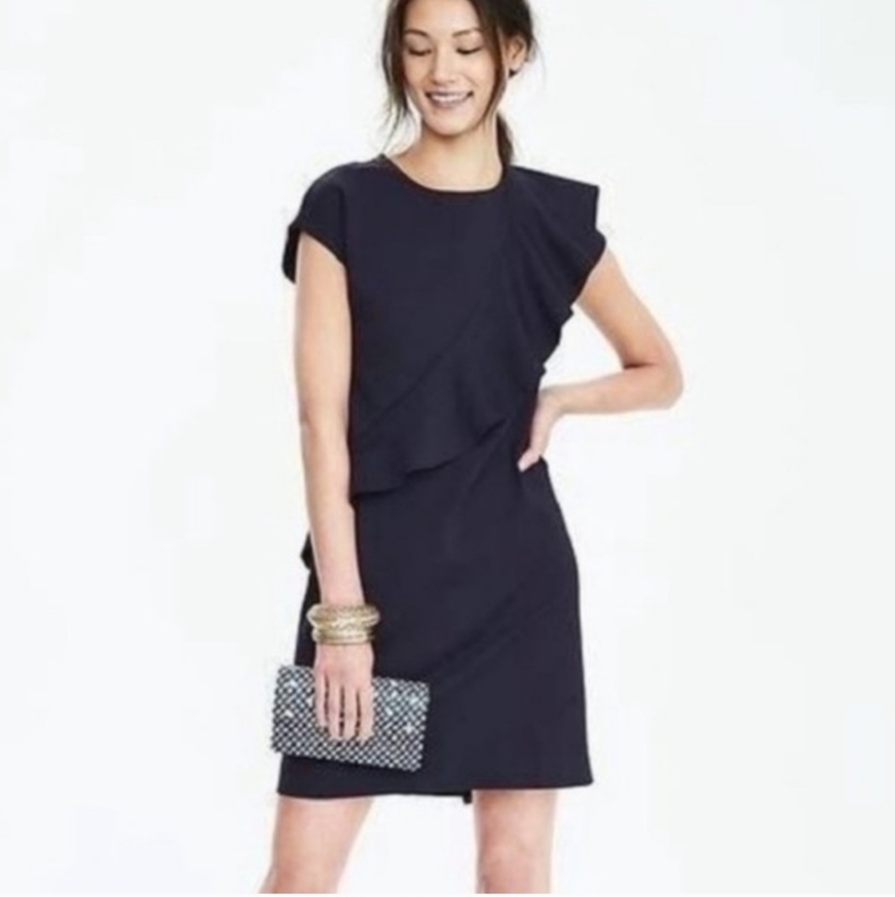 Banana Republic Knit Asymmetrical Ruffle Dress